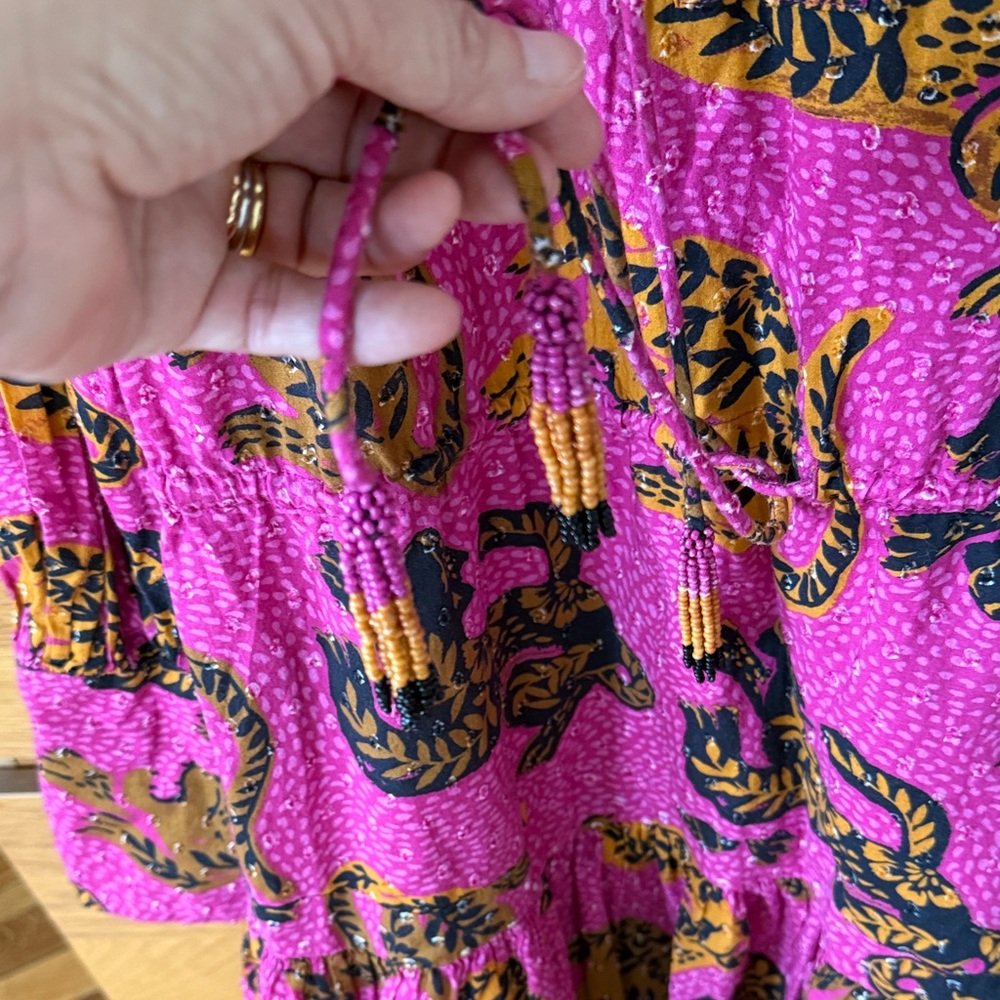 FARM Rio Hot Pink Tropical Animal-Print Tiered Mini Dress - Picture 4 of 10